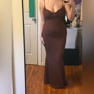 Windsor Glittering Brown Maxi Dress